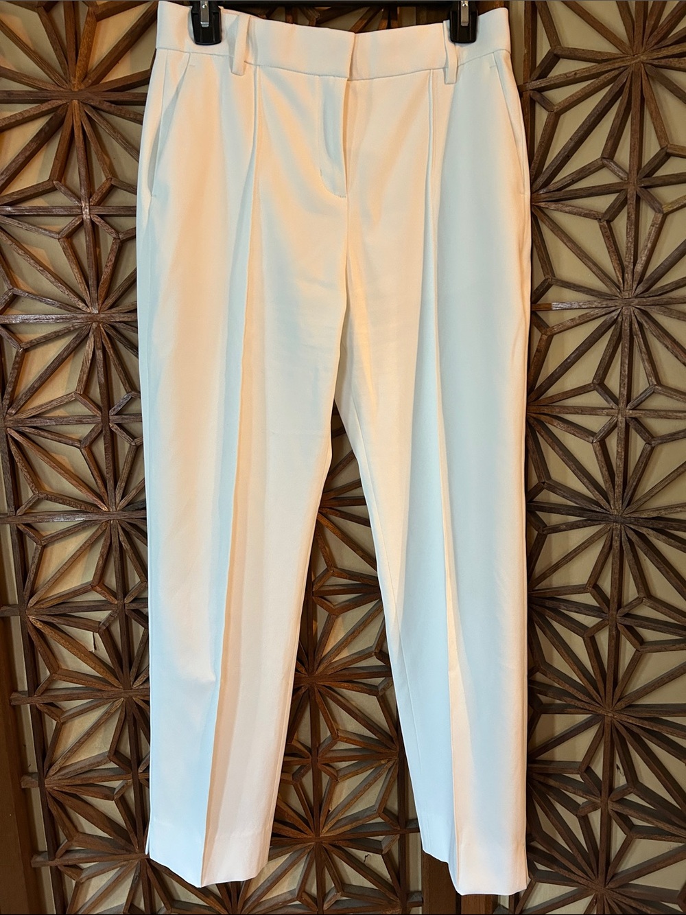 Tory Burch White Straight-Leg ankle Dress Pants faux pleat size 4
